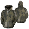 Boxer Design Light Green Camouflage All Over Print Zip-Up Hoodies