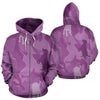 Beagle Design Pink Camouflage All Over Print Zip-Up Hoodies