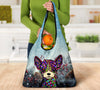 Chihuahua Design 3 Pack Grocery Bags With Holiday / Christmas Print - Art by Cindy Sang
