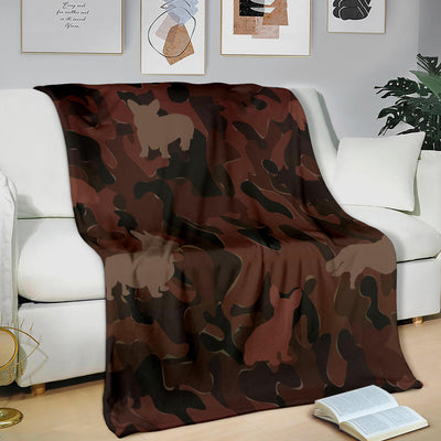 Corgi Maroon Camouflage Design Premium Blanket