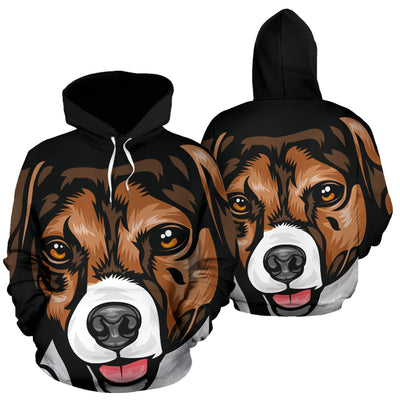 Jack Russell Terrier Design #2 All Over Print Hoodies With Black Background