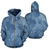 Bernese Mountain Dog Design Blue Camouflage All Over Print Zip-Up Hoodies