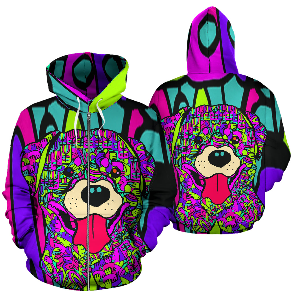 Rottweiler Design #2 All Over Print Zip-Up Hoodies - Art By Cindy Sang - JillnJacks Exclusive