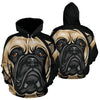 Mastiff Design All Over Print Hoodies With Black Background