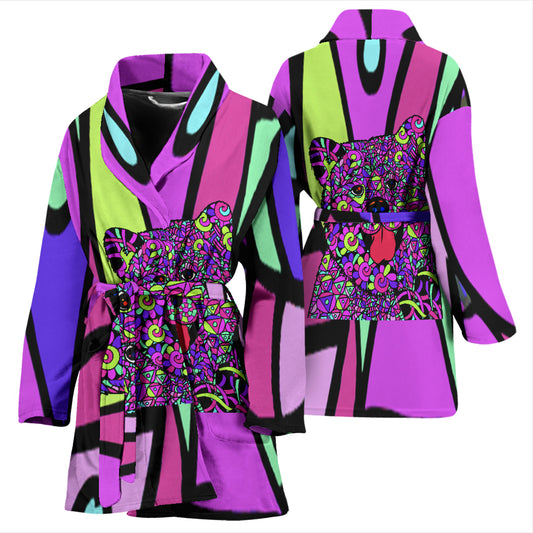 Akita Colored Design Bathrobes for Women - Art by Cindy Sang - JillnJacks Exclusive
