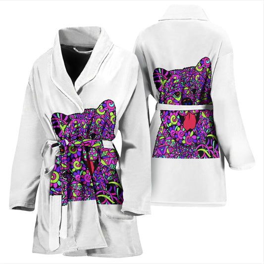 Akita White Design Bathrobes for Women - Art by Cindy Sang - JillnJacks Exclusive