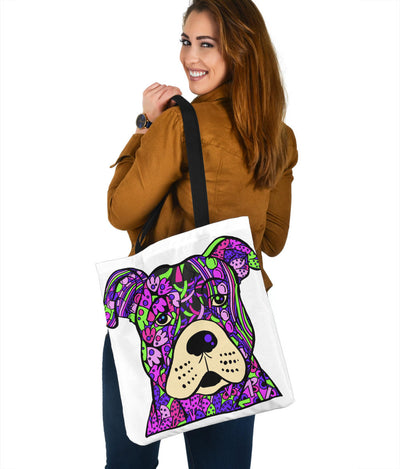 Staffordshire Terrier Design Tote Bags - Art By Cindy Sang - JillnJacks Exclusive