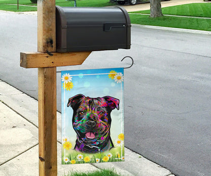 Staffordshire Bull Terrier (Staffie) Design Spring Garden And House Flags - 2023 Collection by Cindy Sang