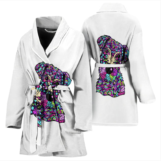 Airedale Terrier White Design Bathrobes for Women - Art by Cindy Sang - JillnJacks Exclusive