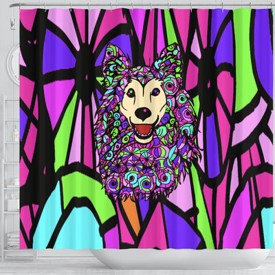 Shetland Sheepdog (Sheltie) Design Shower Curtains - Art By Cindy Sang