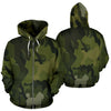 Poodle Design Green Camouflage All Over Print Zip-Up Hoodies