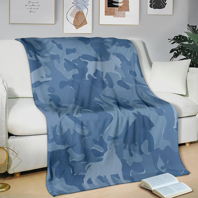 Bull Terrier Blue Camouflage Design Premium Blanket