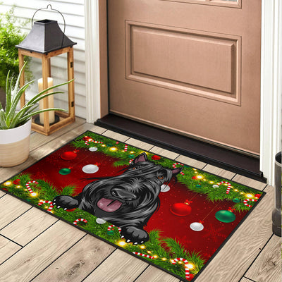Scottish Terrier Design Christmas Background Door Mats - 2022 Collection