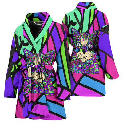 Cat Colored Design Bathrobes for Women - Art by Cindy Sang - JillnJacks Exclusive