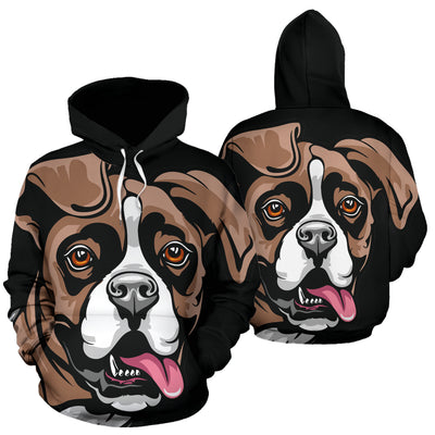 Boxer Design #5 All Over Print Hoodies With Black Background