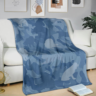 Cavalier King Charles Spaniel Blue Camouflage Design Premium Blanket