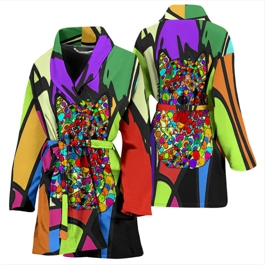 Alaskan Malamute Colored Design Bathrobes for Women - Art by Cindy Sang - JillnJacks Exclusive