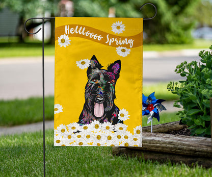 Scottish Terrier Design Hello Spring Garden and House Flags - 2023 Cindy Sang Collection