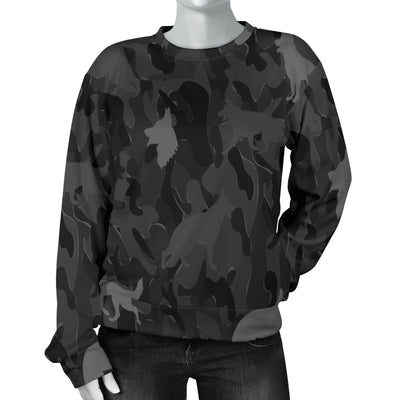 German Shepherd Grey Camouflage Design Sweater For Women - JillnJacks Exclusive