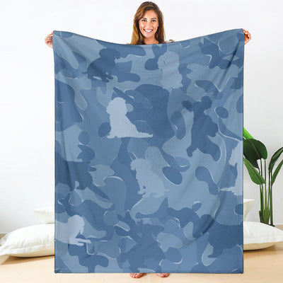 Cocker Spaniel Blue Camouflage Design Premium Blanket