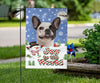 French Bulldog Design Seasons Greetings Garden and House Flags - JillnJacks Exclusive