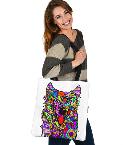 Rough Collie Design Tote Bags - Art By Cindy Sang - JillnJacks Exclusive