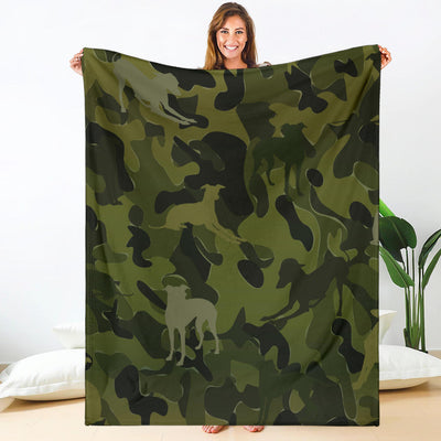 Greyhound Green Camouflage Design Premium Blanket