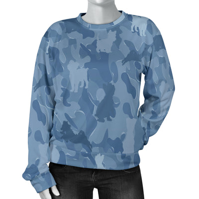 Yorkshire Terrier (Yorkie) Blue Camouflage Design Sweater For Women - JillnJacks Exclusive