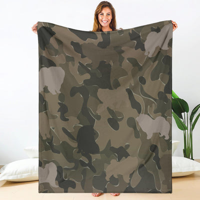 Chow Chow Pale Green Camouflage Design Premium Blanket