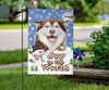 Husky Design Seasons Greetings Garden and House Flags - JillnJacks Exclusive
