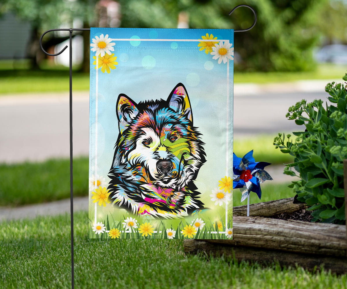 Alaskan Malamute Design Spring Garden And House Flags - 2023 Collection by Cindy Sang