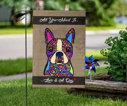 Boston Terrier Design Garden & House Flags - Art By Cindy Sang - JillnJacks Exclusive