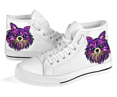 Long Haired Chihuahua Design Canvas High Tops Shoes - Art By Cindy Sang - JillnJacks Exclusive