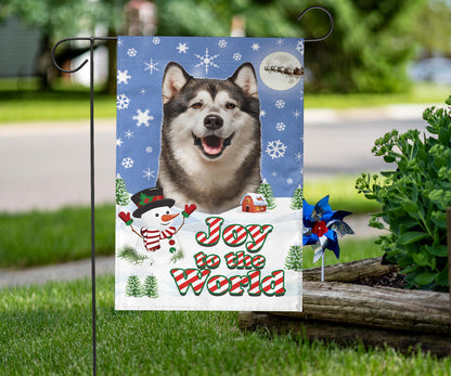 Alaskan Malamute Dog Design Seasons Greetings Garden and House Flags - JillnJacks Exclusive