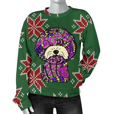 Bichon Design Christmas Sweater For Women - Art By Cindy Sang - JillnJacks Exclusive