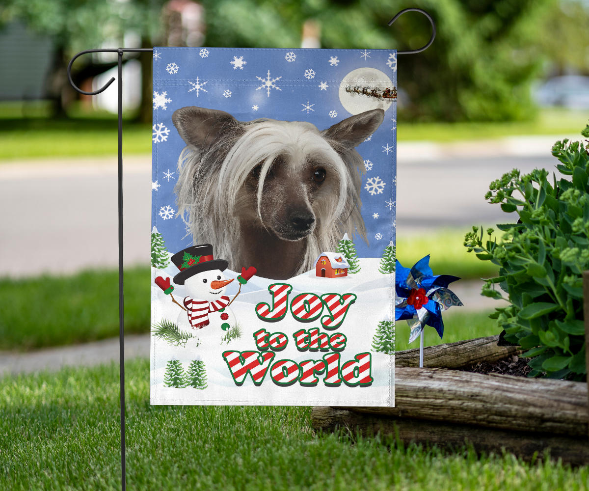 Chinese Crested Design Seasons Greetings Garden and House Flags - JillnJacks Exclusive