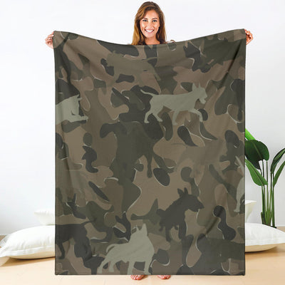 Bull Terrier Pale Green Camouflage Design Premium Blanket