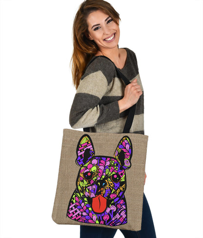 French Bulldog (Frenchie) Design Tote Bags - Art By Cindy Sang - JillnJacks Exclusive