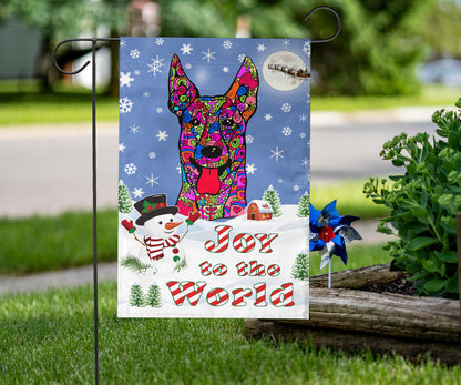 Belgian Malinois Design Seasons Greetings Garden and House Flags - Art By Cindy Sang - JillnJacks Exclusive