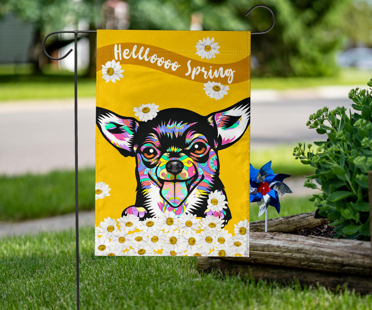 Chihuahua Design #2 Hello Spring Garden and House Flags - 2023 Cindy Sang Collection