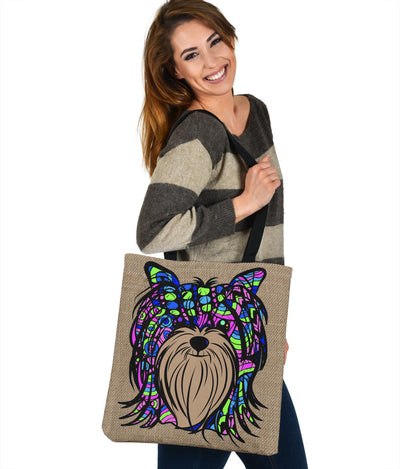 Yorkie Design Tote Bags - Art By Cindy Sang - JillnJacks Exclusive