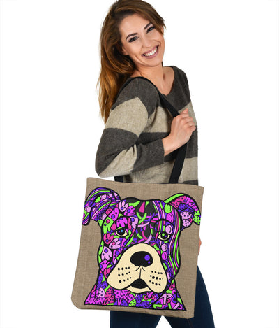 Staffordshire Terrier Design Tote Bags - Art By Cindy Sang - JillnJacks Exclusive