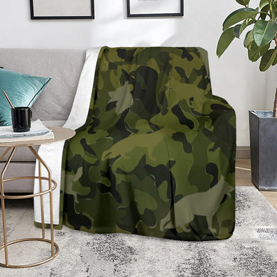 German Shepherd Green Camouflage Design Premium Blanket