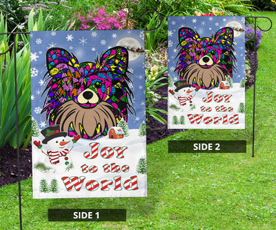 Papillon Design Seasons Greetings Garden and House Flags - Art By Cindy Sang - JillnJacks Exclusive