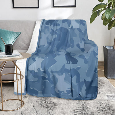 French Bulldog Blue Camouflage Design Premium Blanket