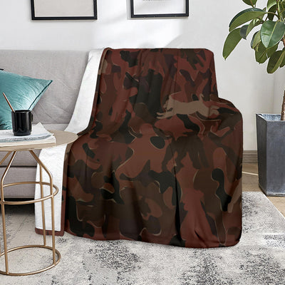 Airedale Terrier Maroon Camouflage Design Premium Blanket