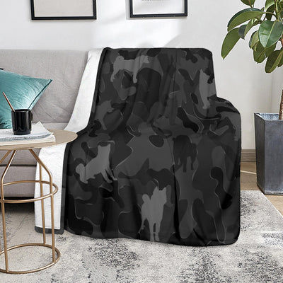 Shiba Inu Grey Camouflage Design Premium Blanket
