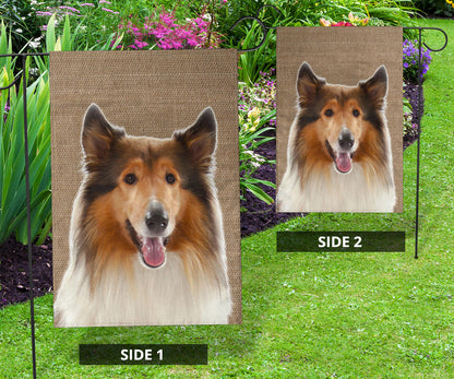 Rough Collie Dog Design Garden & House Flags - JillnJacks Exclusive