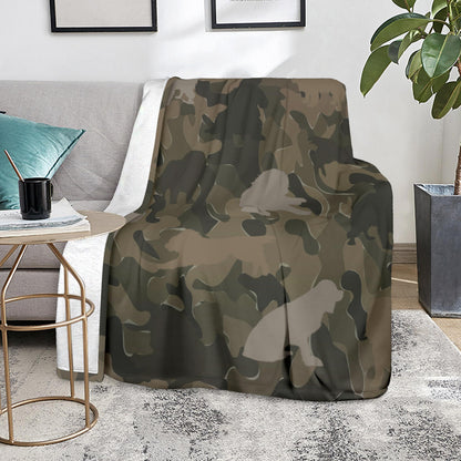 Cavalier King Charles Spaniel Pale Green Camouflage Design Premium Blanket