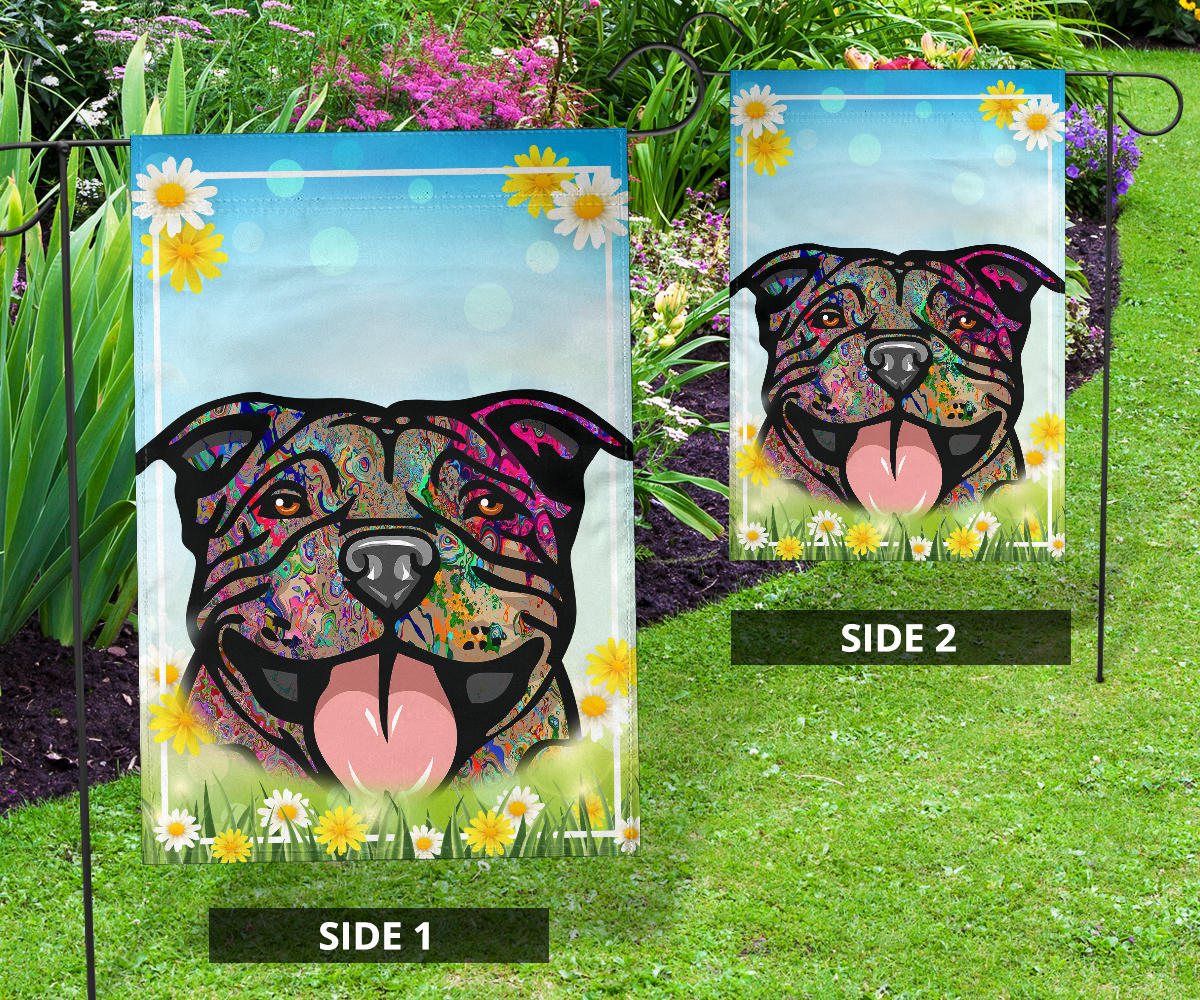Pit Bull Design #1 Spring Garden And House Flags - 2023 Collection by Cindy Sang